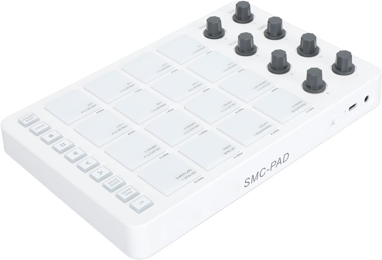 16 RGB Drum Pads, 8 Rotating Knobs, MIDI Controller, USB Beat Maker Machine for Music Production5mm MIDI Output Port, 2000mAh Lithium Battery, Cubase, Pro X, OS X