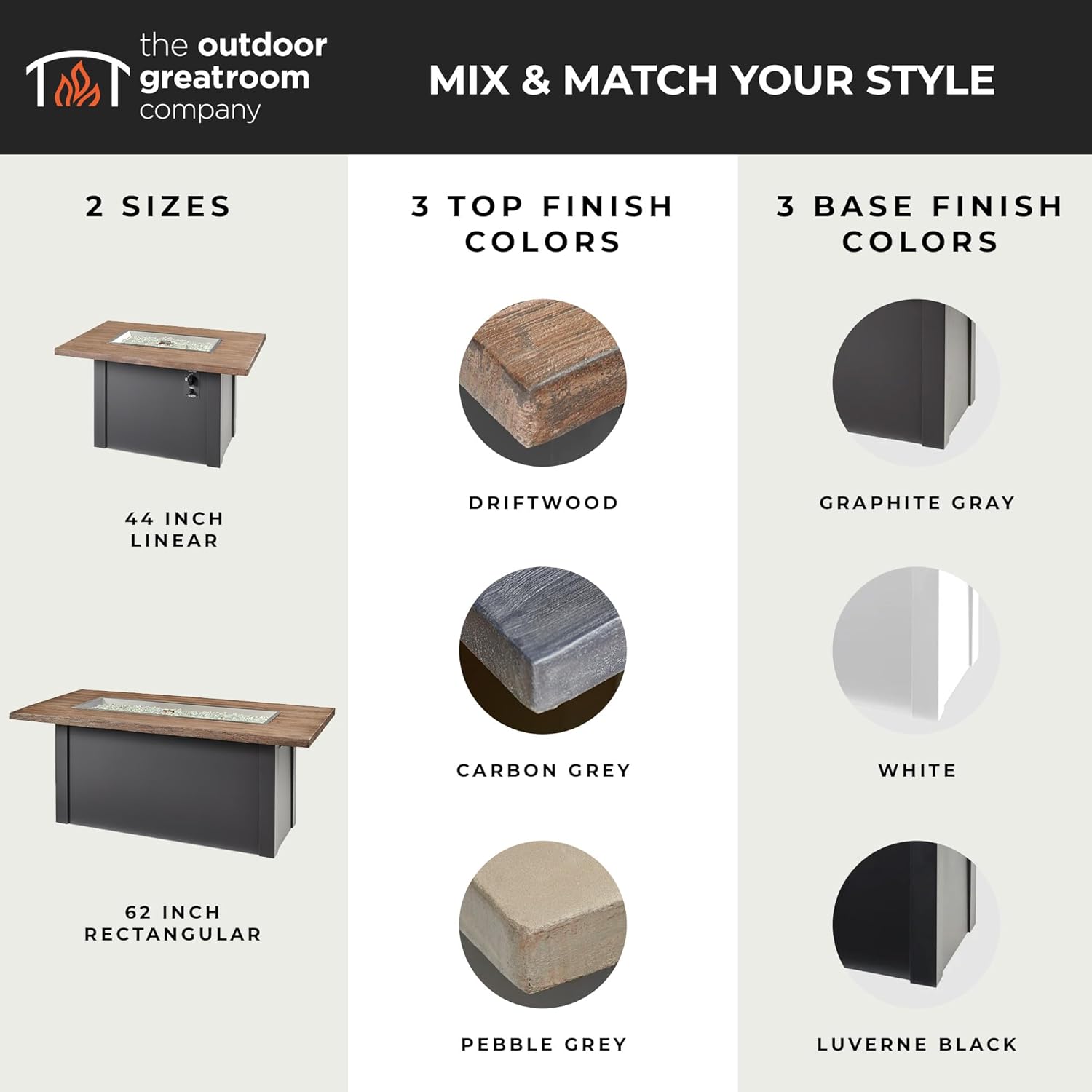 Outdoor GreatRoom Co Propane Fire Pit Table 62