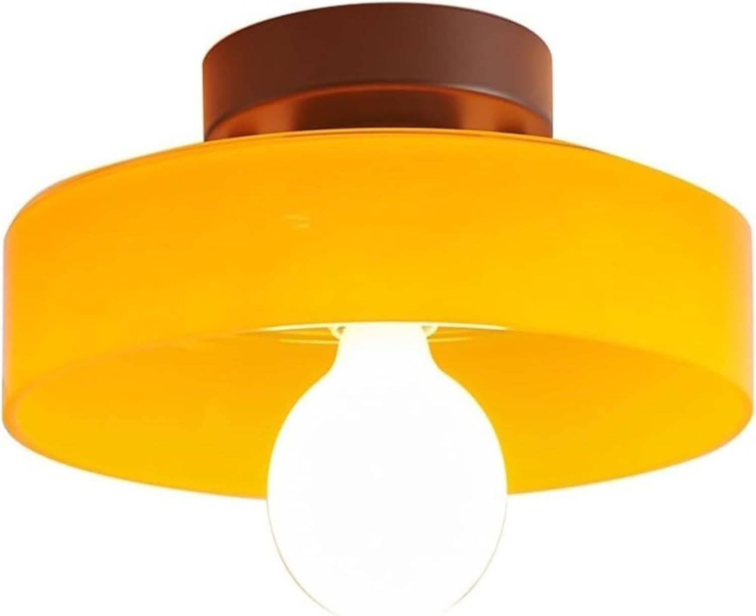 Mid Century Glass Ceiling Lamp, Modern Hallway Lighting Fixtures, Flush Mount Ceiling Light, Industrial(Orange)