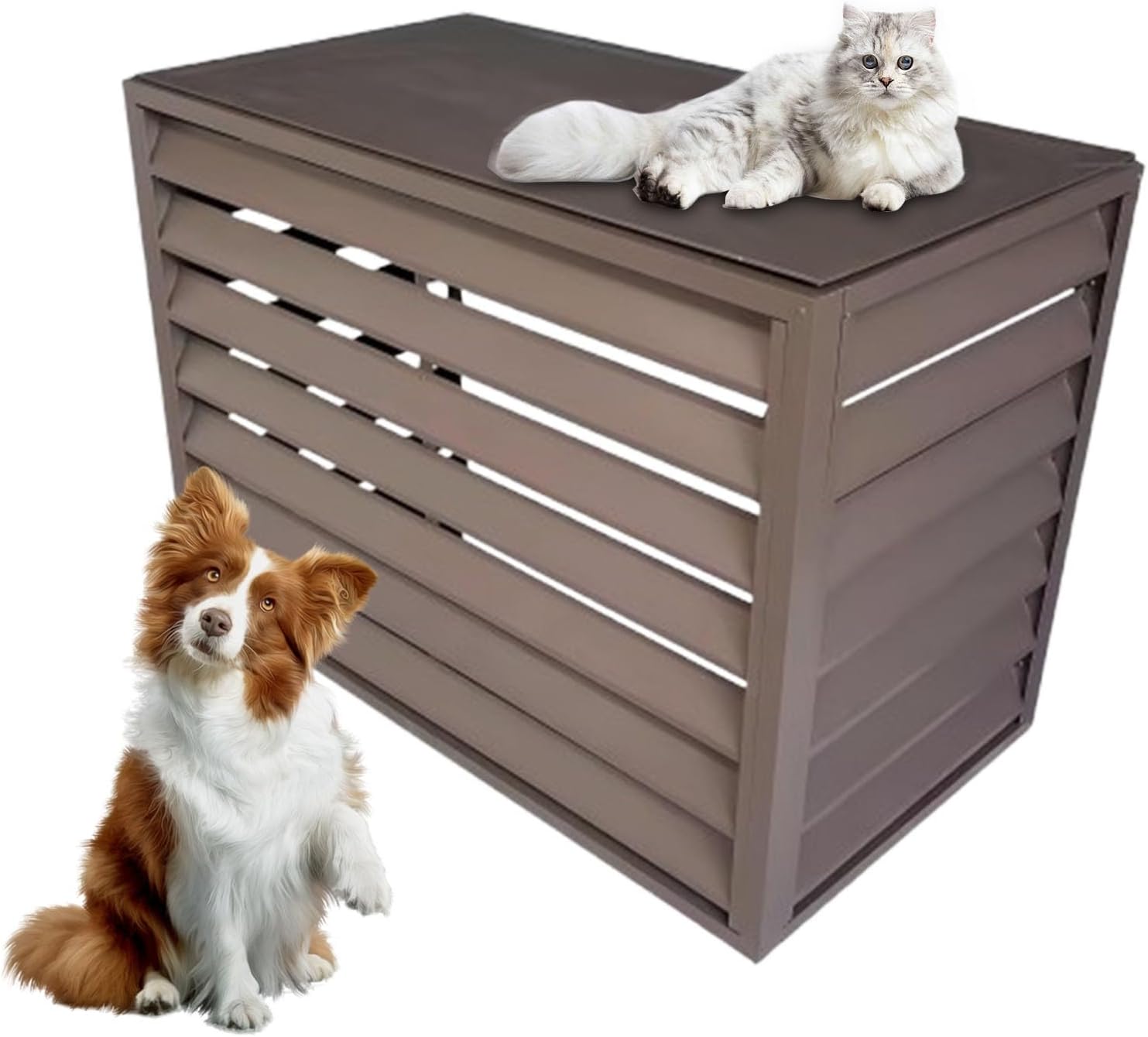 All Weather Air Conditioning Cover, Air Conditioning Cover Protection Against Rain and Sun Protection, Garden Tidying, Theft proof(Brown,110cm)