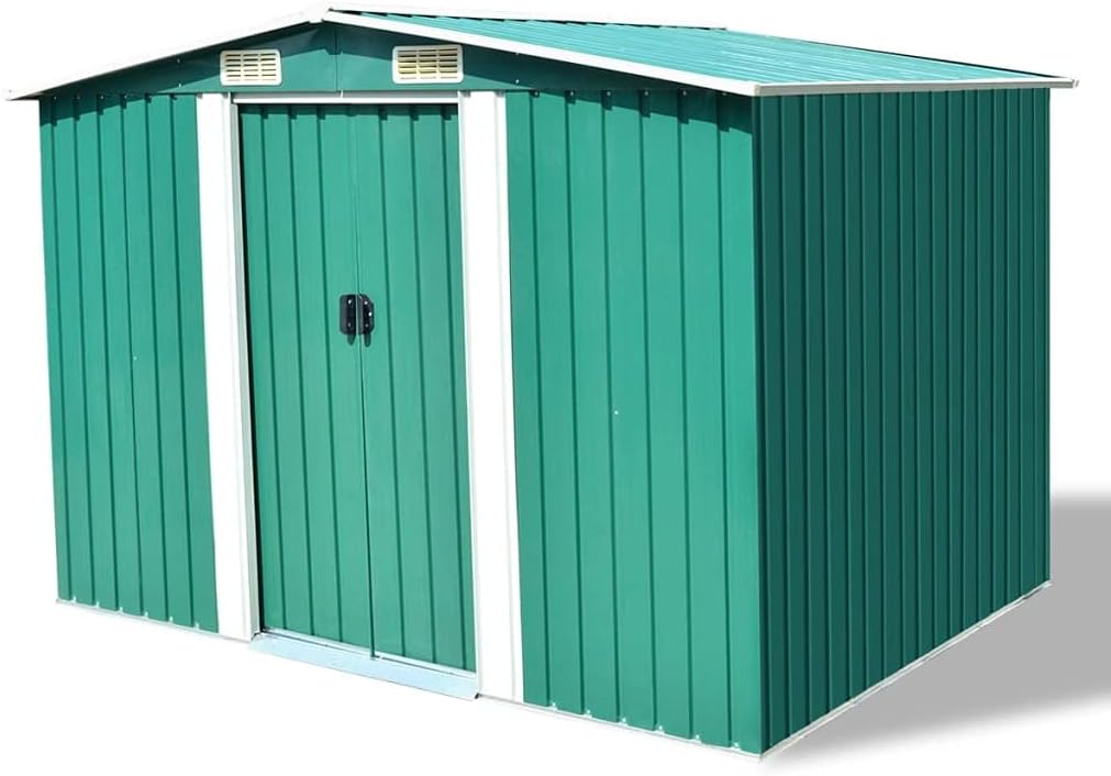 Green Galvanized Steel Storage Shed with Floor Frame 101.2