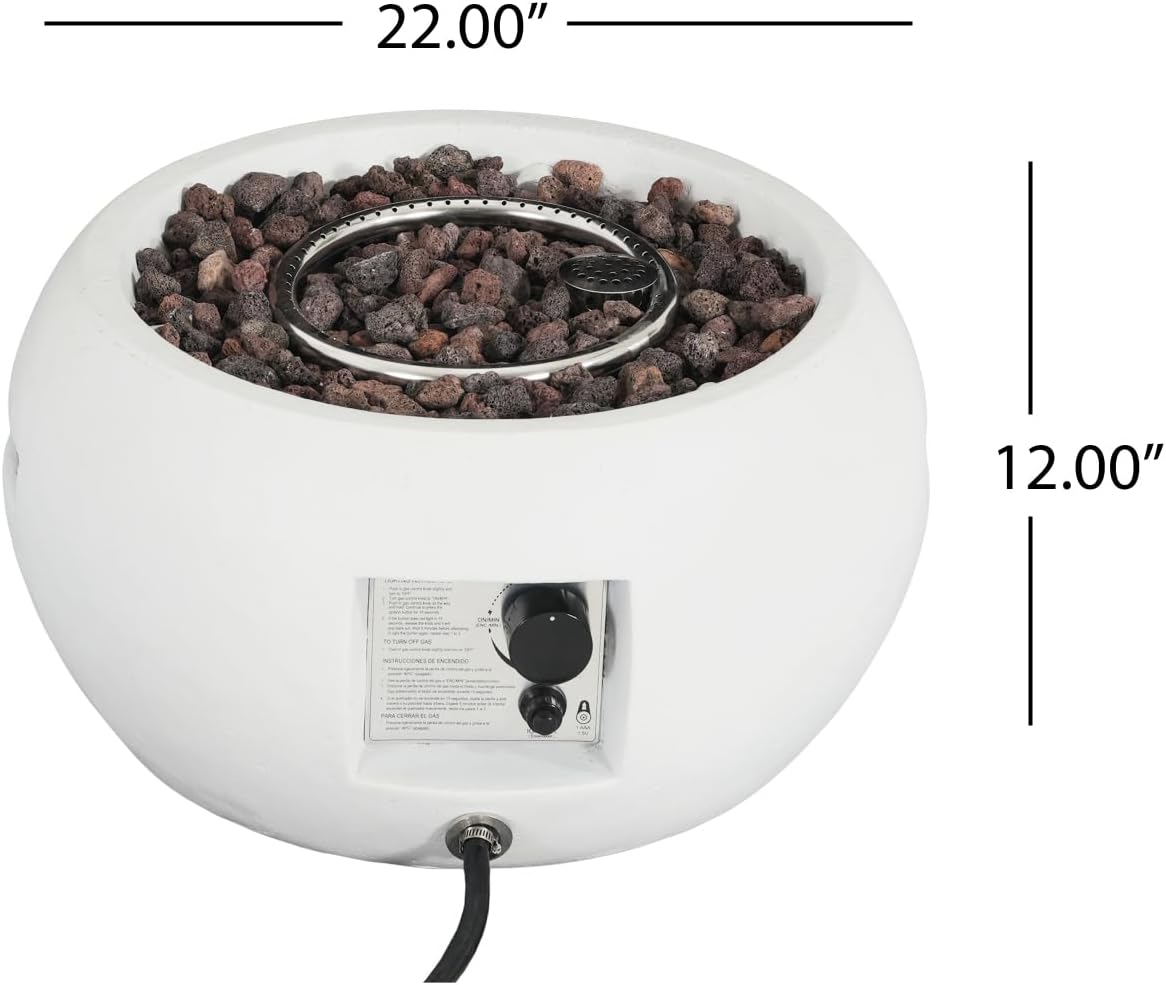 Patio Propane Fire Pit 40000Btu White Magnesium Oxide Efficient Warmth Outdoor Lawn Porch Cozy Gatherings