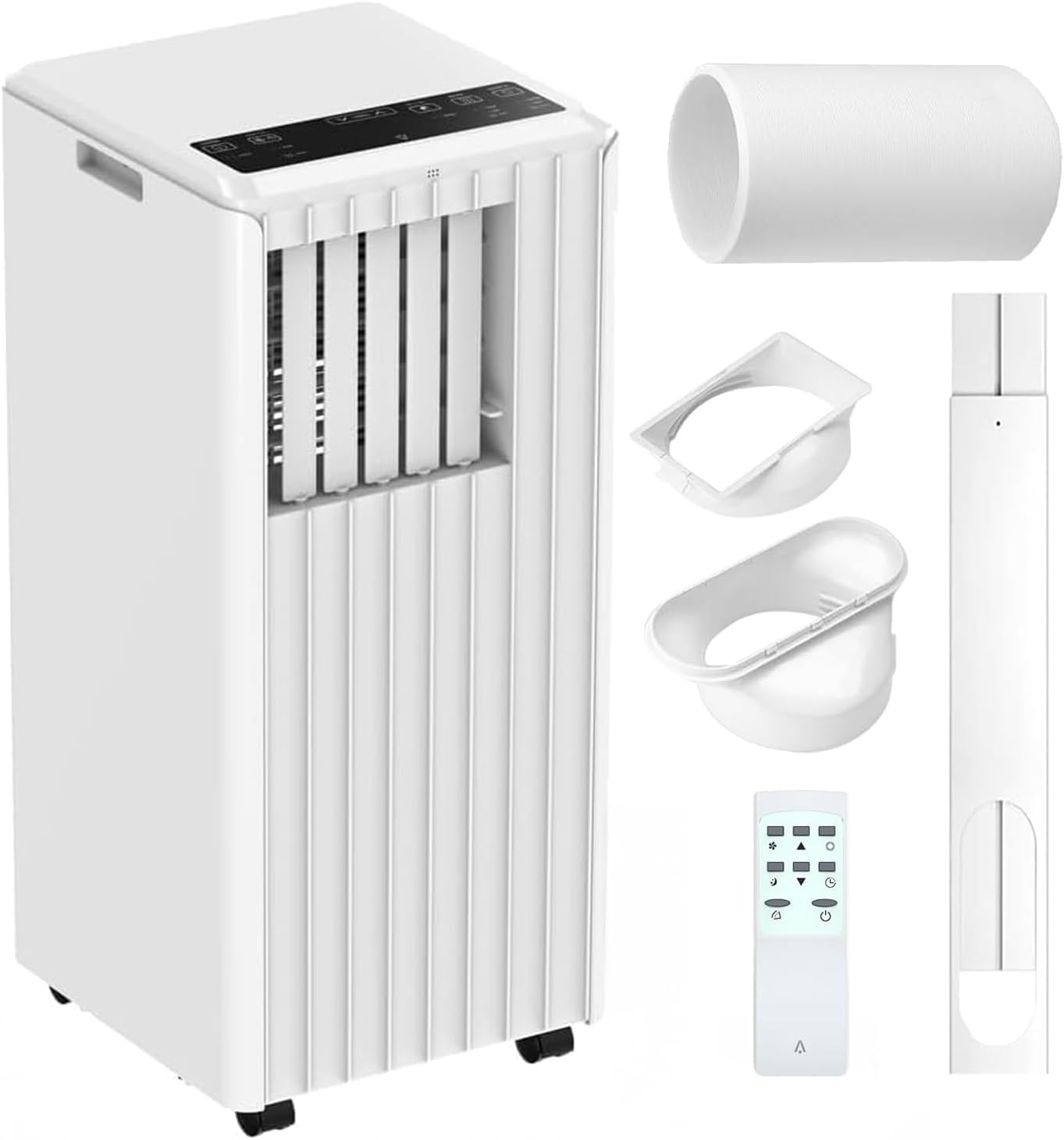 8,000 BTU Portable Air Conditioner - 3-In-1 Cooling Unit with Dehumidifier & Fan for Rooms Up to 350 Sq.Ft, Includes 24H Timer & Casters, Compact AC for Home/Office, White