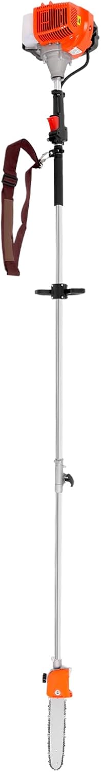 52cc 2-Stroke Gas Pole Saw 1.25KW/6500Rpm Gasoline Pole Saw with Air-Cooled System 7.5Ft Extension Pole Adjustable Cordless Chainsaw Tree Trimmer for Tree Branch Pruning