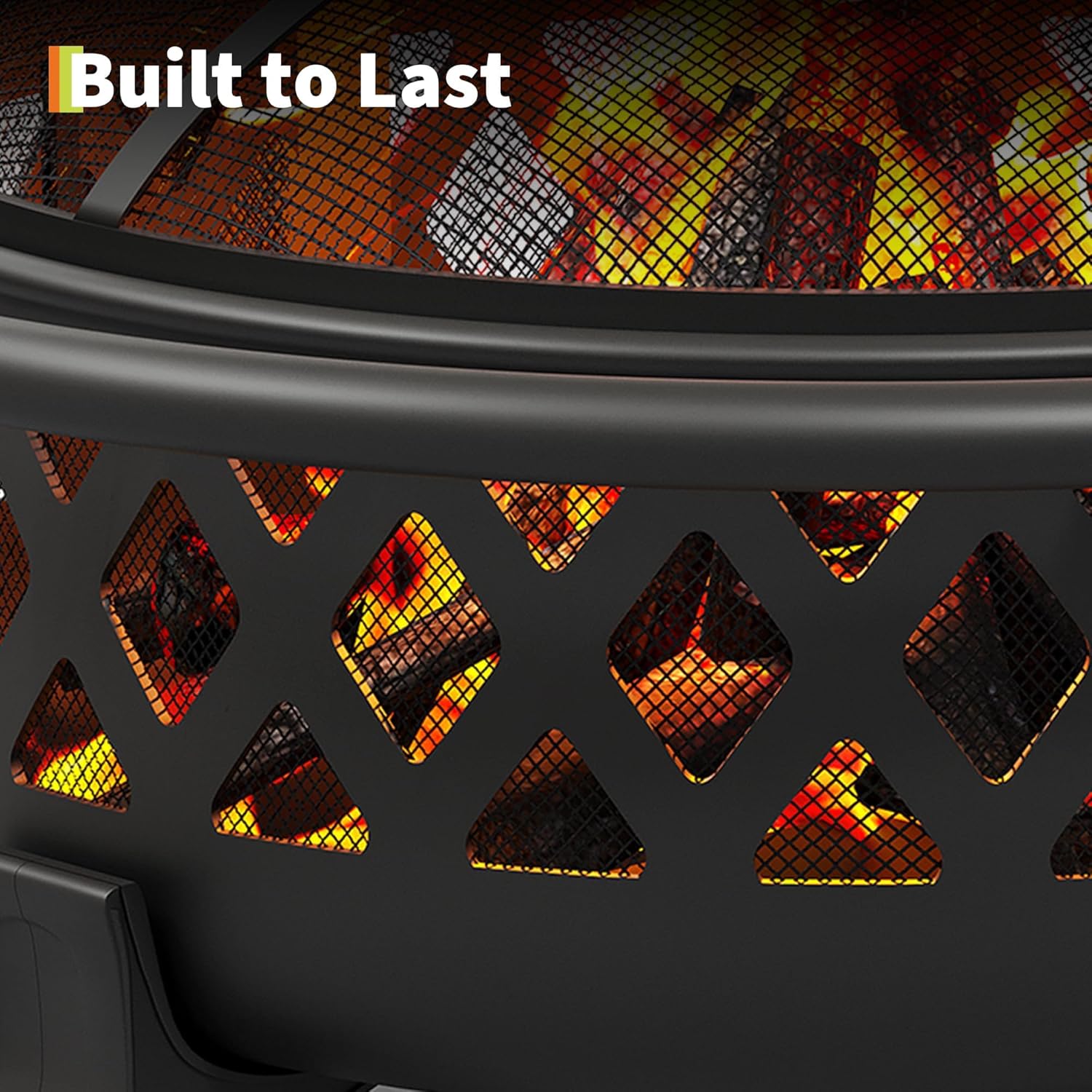 36 Inch Outdoor Fire Pit, Wood Burning Firepits with Fireproof Lid & Poker, Black Cold-Rolled Steel Fire Pit for Backyard Patio Camping