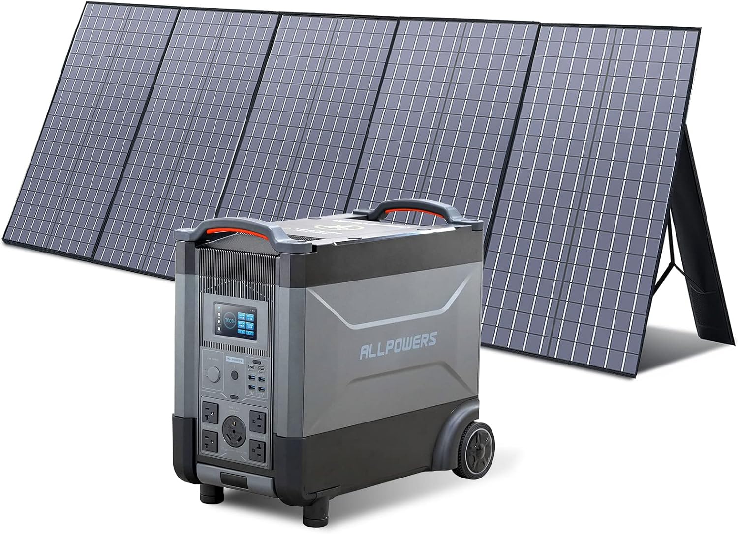 ALLPOWERS R4000 Solar Generator with SP037 400W Panel,3600W/3458Wh LiFePO4 Portable Power Station, 4000W Output, Wheeled Design for RV, Camping & Home Backup