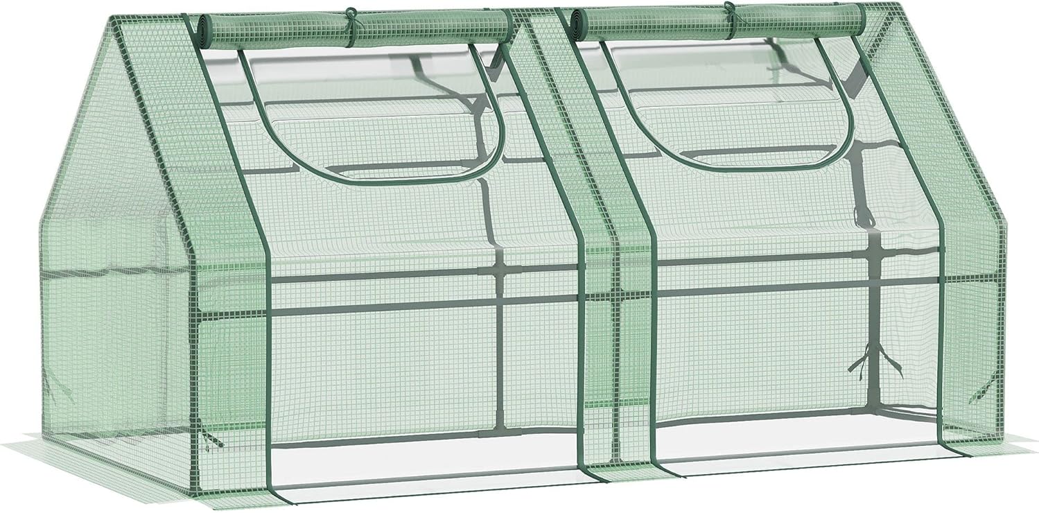 Kaimei 6' x 3' Portable Greenhouse with Double PE Covers | Protect Plants Year-Round | Mini Greenhouse Extended Growing Season for Gardens