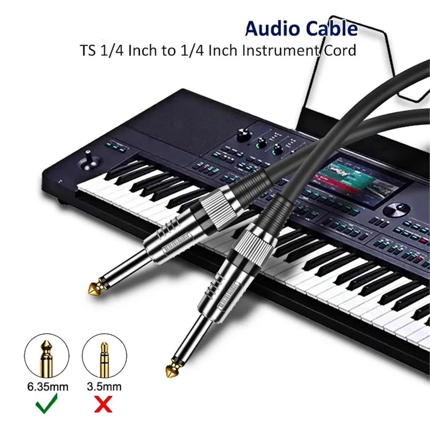 6.5mm TS Guitar Cable Male to 1/4 Inch Instrument Audio Aux Cables for Electric Mixer AMP(Yellow M-M)