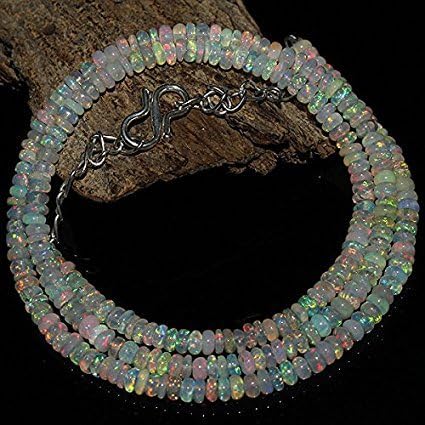 Natural Ethiopian Welo Fire Opal Rondelle Beads SIZE: 3 MM TO 4 MM NECKLACE LENGTH: 19
