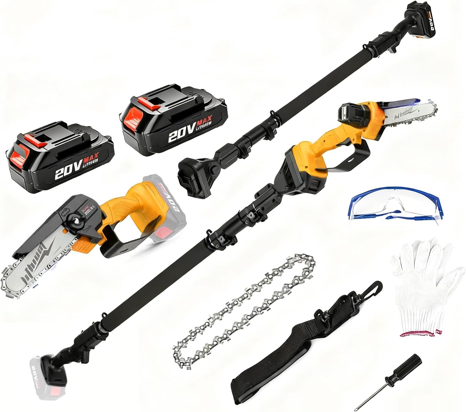 2-in-1 Electric Pole Saw Cordless Pole Saw 6 Inch(Yellow)