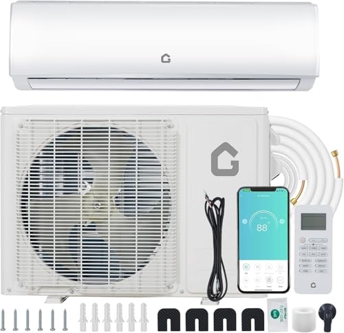 9,000 BTU Mini Split Air Conditioner Heat Pump System, 24 SEER2 High-Efficiency Ductless AC with WiFi & Alexa, Cools & Heats Rooms up to 450 Sq.Ft, 208V/230V, Easy Installation Kit – R45 Series