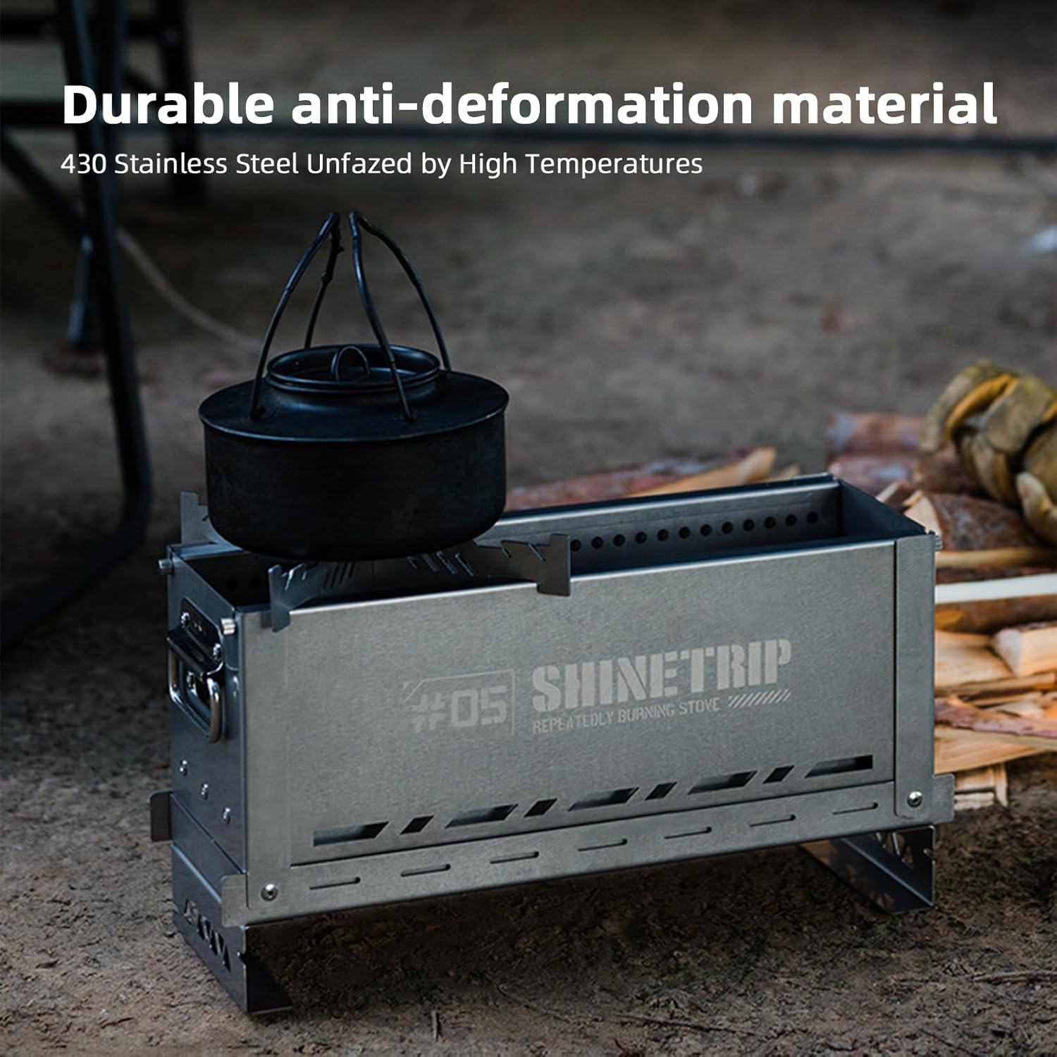 Outdoor Wood Burning Stove,Portable Folding Stainless Steel Stove,IGT Secondary Combustion Camping Fire Pit for Cooking, Tent, Hiking, Fishing, Backpacking