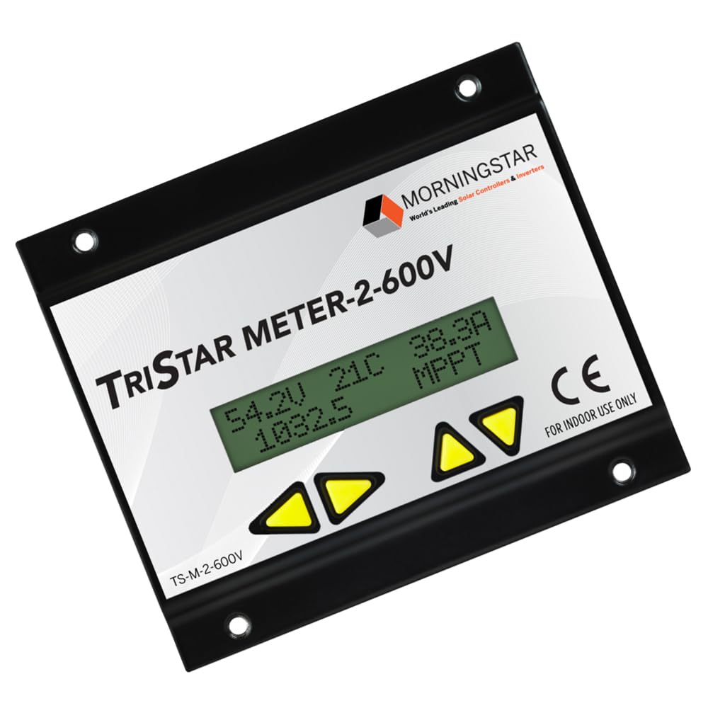 Morningstar Tristar Meter-2-600V Digital Display (TS-M-2-600V) - for Tristar MPPT 600V Solar Charge Controller - System Info, Logged Data, Bar Graphs, Alarms & Faults Troubleshooting - 5 Languages