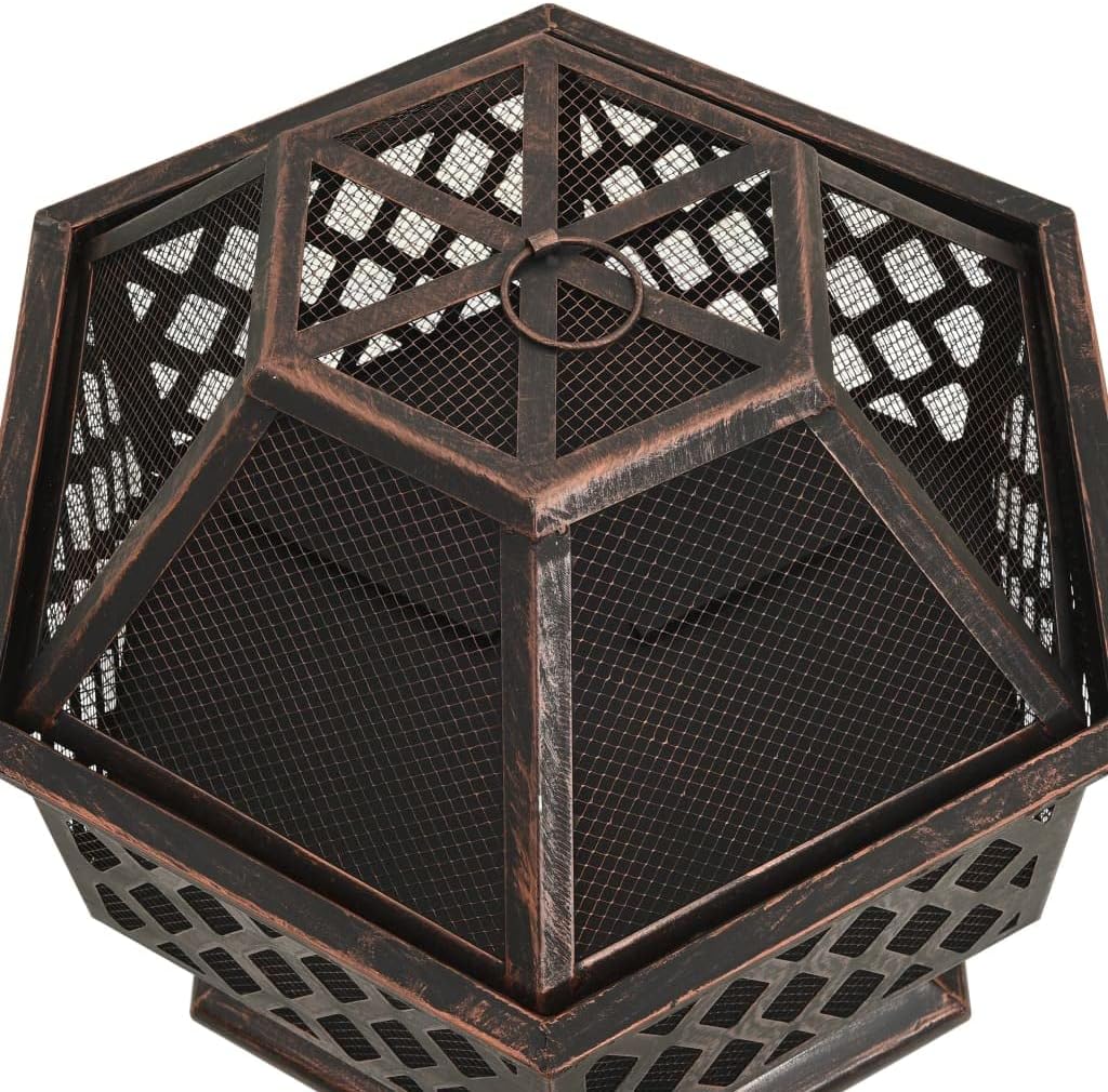 Outdoor Fire Pits,Bonfire Pit,Camping Fire Pit,Rustic Fire Pit,with Spark Screen,Log Grate,Pokerwith Poker for Outside Garden Bonfire Party and Patio 24.4x21.3 x22 Steel