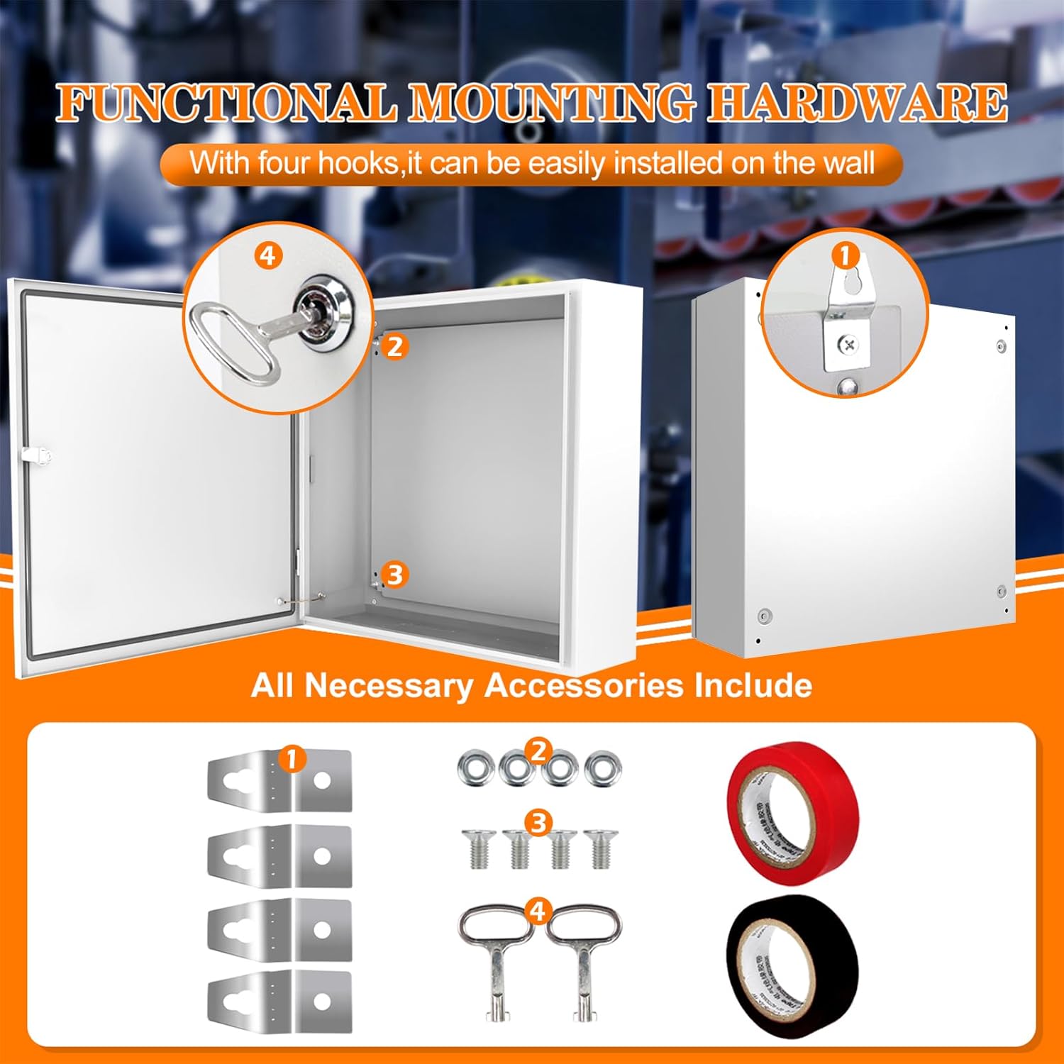 Outdoor Electrical Box 24 x 24 x 8'' Nema 4X Enclosure Waterproof Junction Box Electrical Enclosure Lockable Weatherproof Enclosure Box