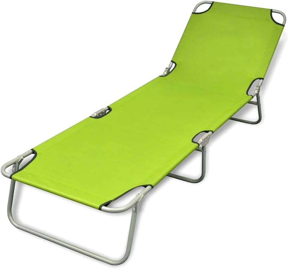Patio Lounges Folding Sun Lounger Powder-Coated Steel Apple Green