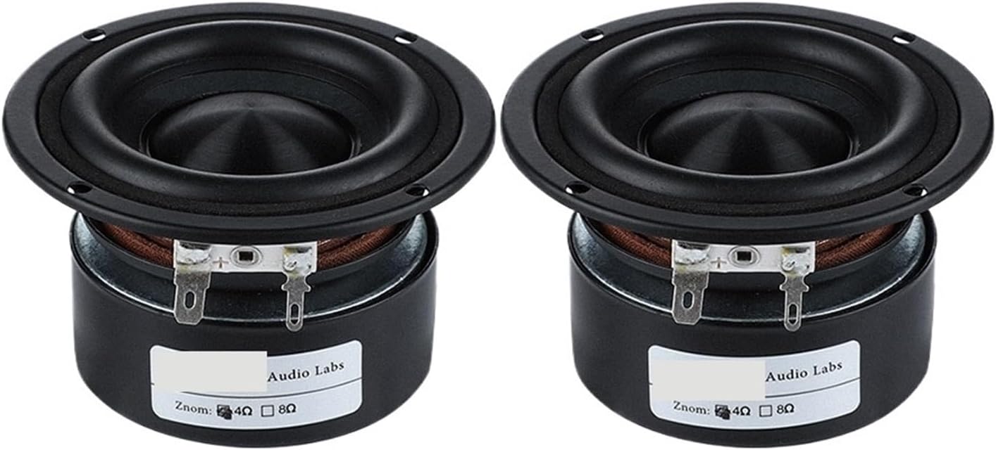 2Pcs 3 Inch woofer Speakers Driver 4 8 Ohm 25W Audio Bass Loudspeaker DIY Home Theater Sound Amplifier Speaker Unit(Round 4 Ohm Speaker)