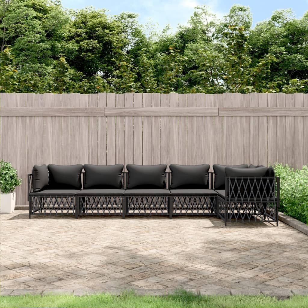 6 Piece Patio Lounge Set with Cushions Anthracite Steel Garden Furniture