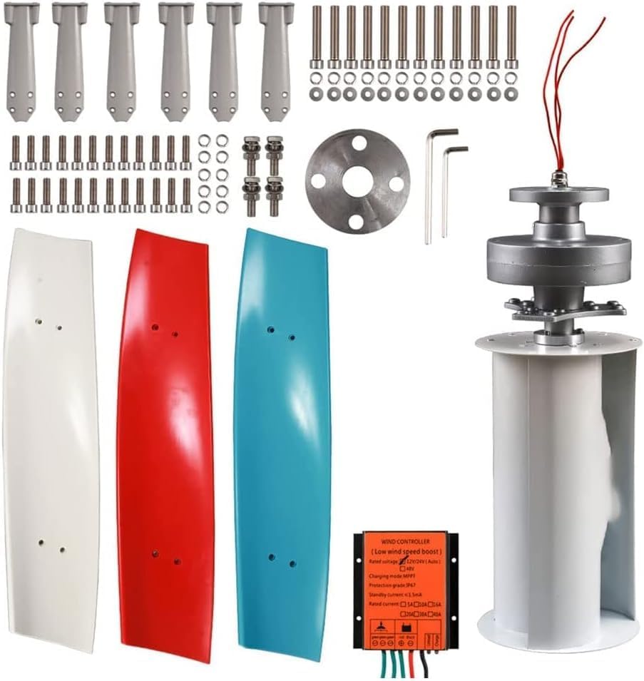 CHRISK 8000W Wind Turbine Generator for Home12v 24V Vertical Axis Free Energy Windmill with Controller+Flange+Tool Wind Turbines