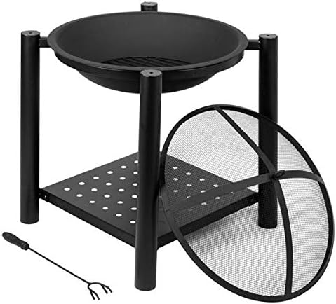 Fire Pit, 22'' Fire Pits Outdoor Wood Burning Steel BBQ Grill Firepit Bowl for Camping Picnic Bonfire Patio Backyard Garden Beaches Park