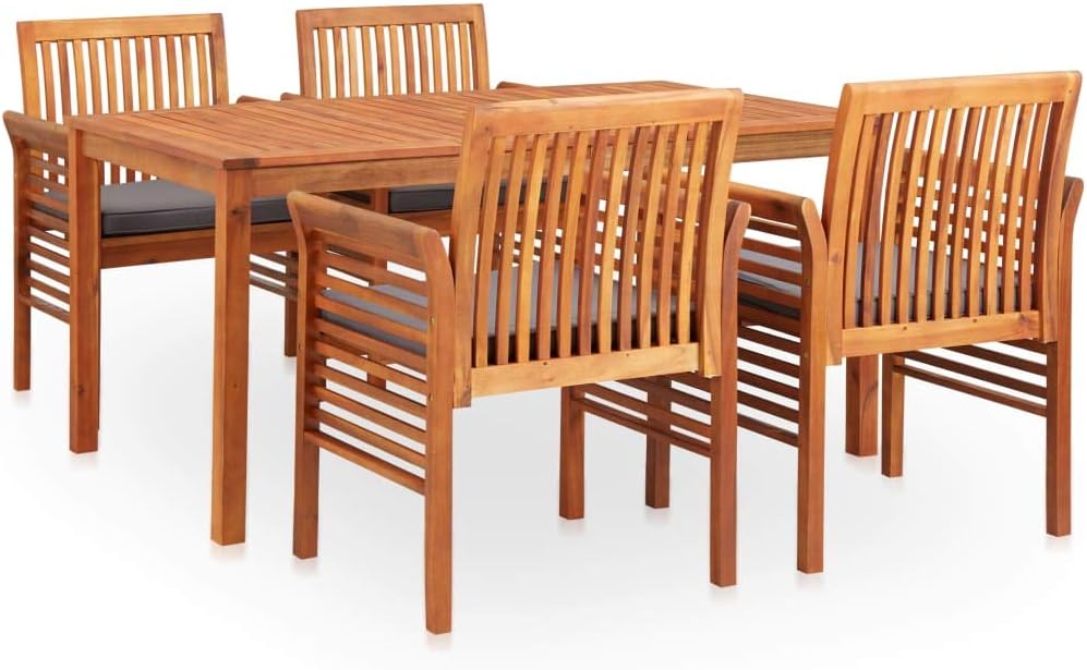 Patio Set 5 Piece Patio Dining Set with Cushions Solid Acacia Wood