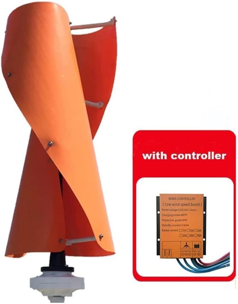 Vertical Wind Turbine Generator 100-400W, 24V/12V Efficient Wind Power System with Charge Controller & Dual Blades, Ideal for Home Energy Solutions