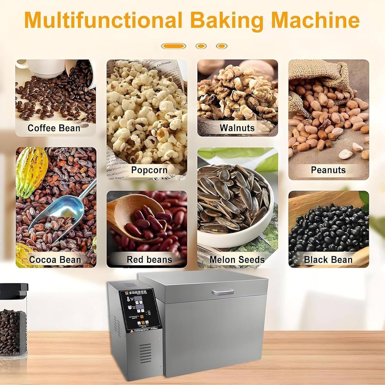 Commercial Coffee Roaster Machine, Electric Coffee Bean Roaster Machine, Nut Peanut Cashew Chestnuts Roasting Machine Electric Drum Coffee Roaster, Even Heating