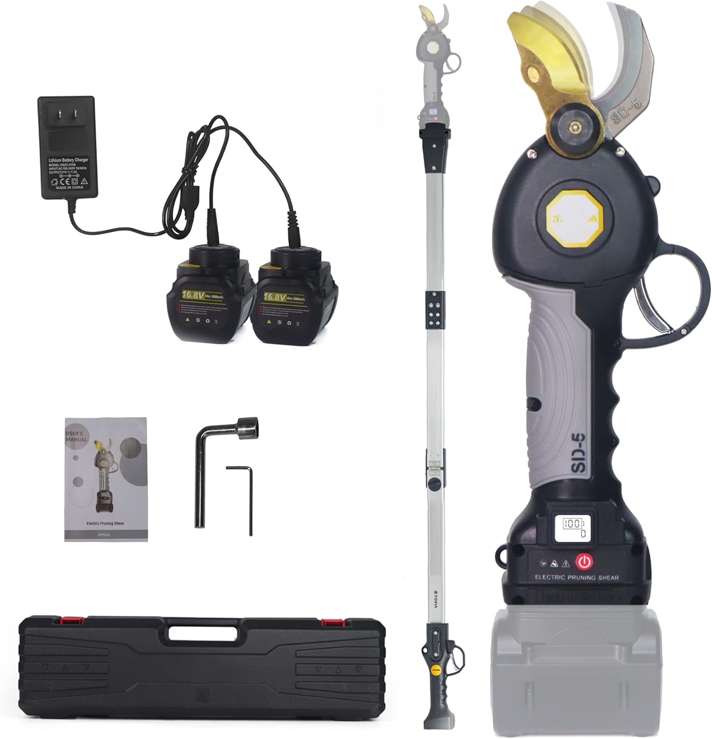 Electric Pruning Shears Professional Steel Blades Electric Pruning Shears Brushless Cordless Pruner Extension Pole 1