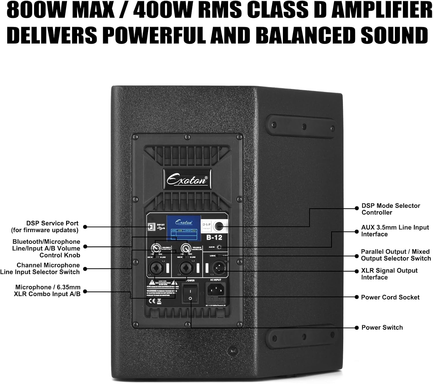 EXOTON B-12 Powered PA Speaker - 12