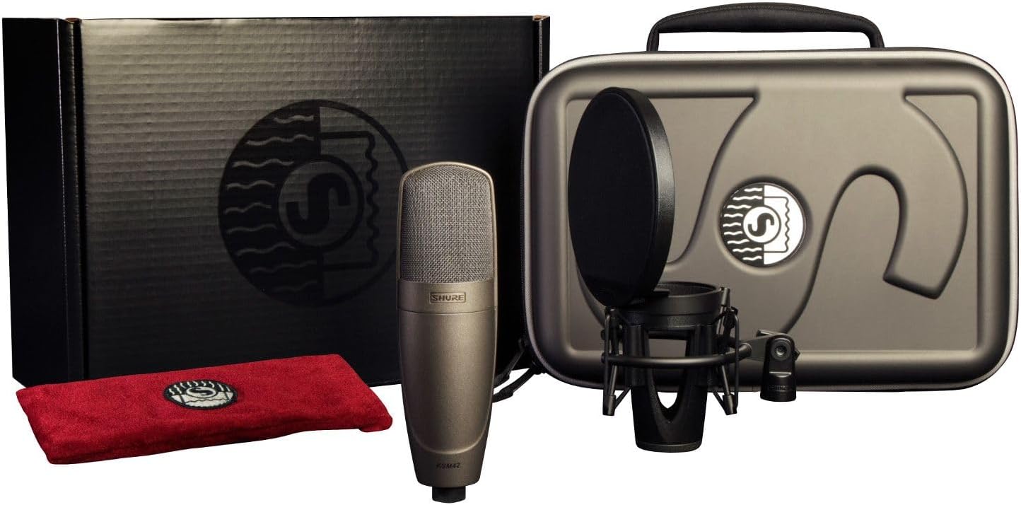 Shure KSM42 Cardioid Condenser Microphone - Large Dual-Diaphragm Side-Address Mic for World Class Vocals, with Prethos Advanced Preamplifier Technology, Ultra-Wide Dynamic Range & Internal Shock Mount