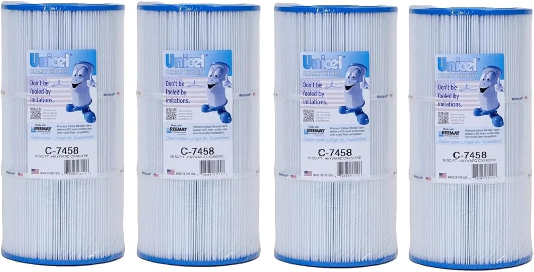 Unicel C-7458-4 Filter Cartridge Set Compatible with 56 Square Foot Hayward CX480XRE, Pleatco PA56SV, Filbur FC-1223 (4 Pack)
