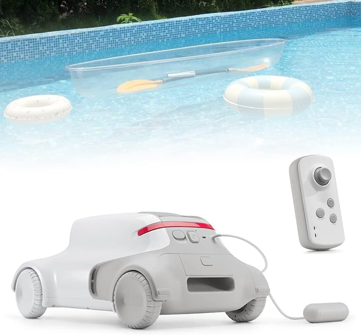Automatic Pool Vacuum Cleaner,Cordless Remote Control Pool Robot Underwater Vacuum Cleaners,Swimming Pool Suction Machine,Lasts 4H and 150㎡,15° Climbing Slope,for Pools