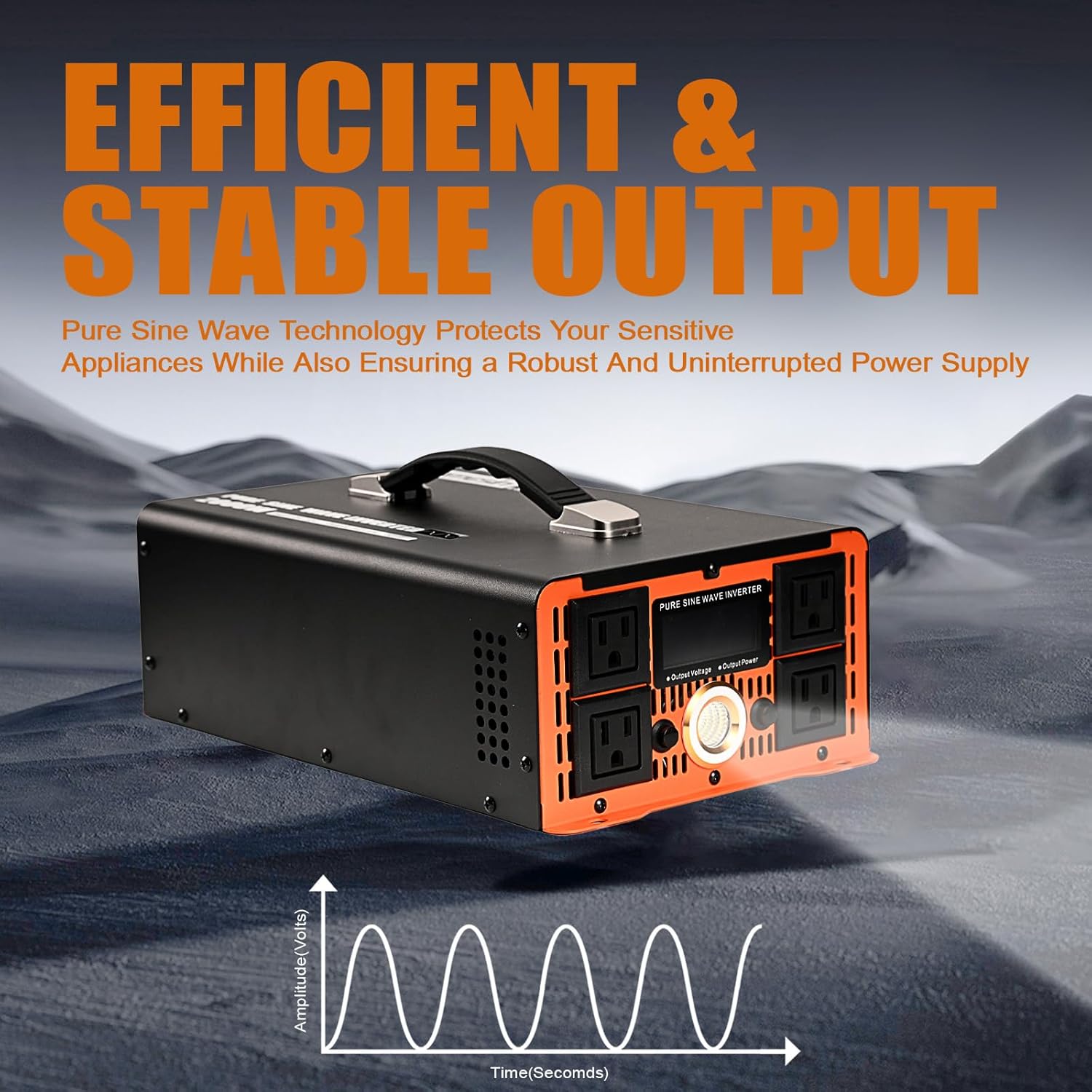 Jamesin Pure Sine Wave Inverter 3000 Watts, 6000 Watts Peak Power, 12 VDC to 110/120 VAC with LED Display for Home, Truck, Car, RV, Residential Solar Systems