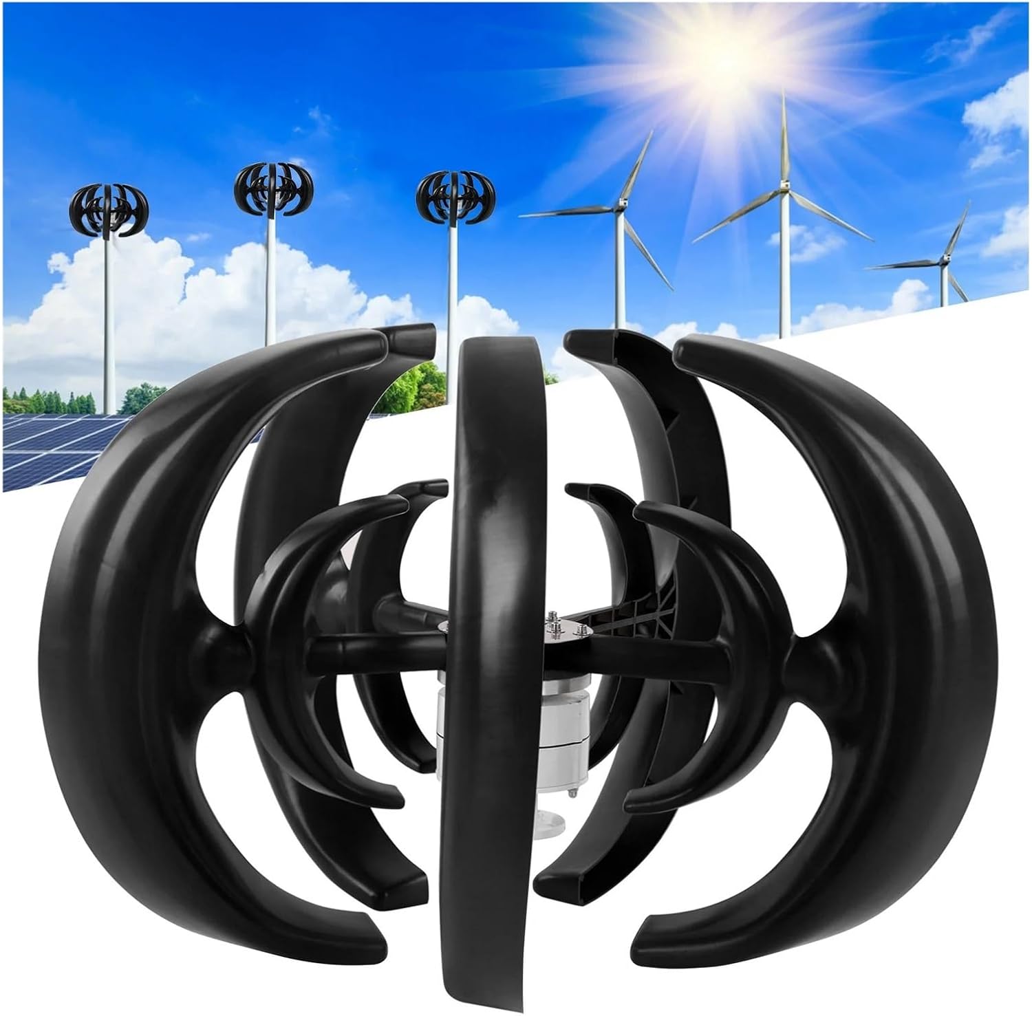 Wind Generator, 1000W Wind s Kit 5 Blades Power Generator for Boat Charging Black Lantern Type Industrial Energy Equipment Wind Generator,for Home Boat Marine(1000w)