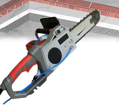 Brushless Electric Chainsaw - Handheld Diamond Chain Wall Cutter with Water Dust Suppression, Includes 2 Chains & 2 Guide Bars for Efficient Concrete Cutting, 350W Power