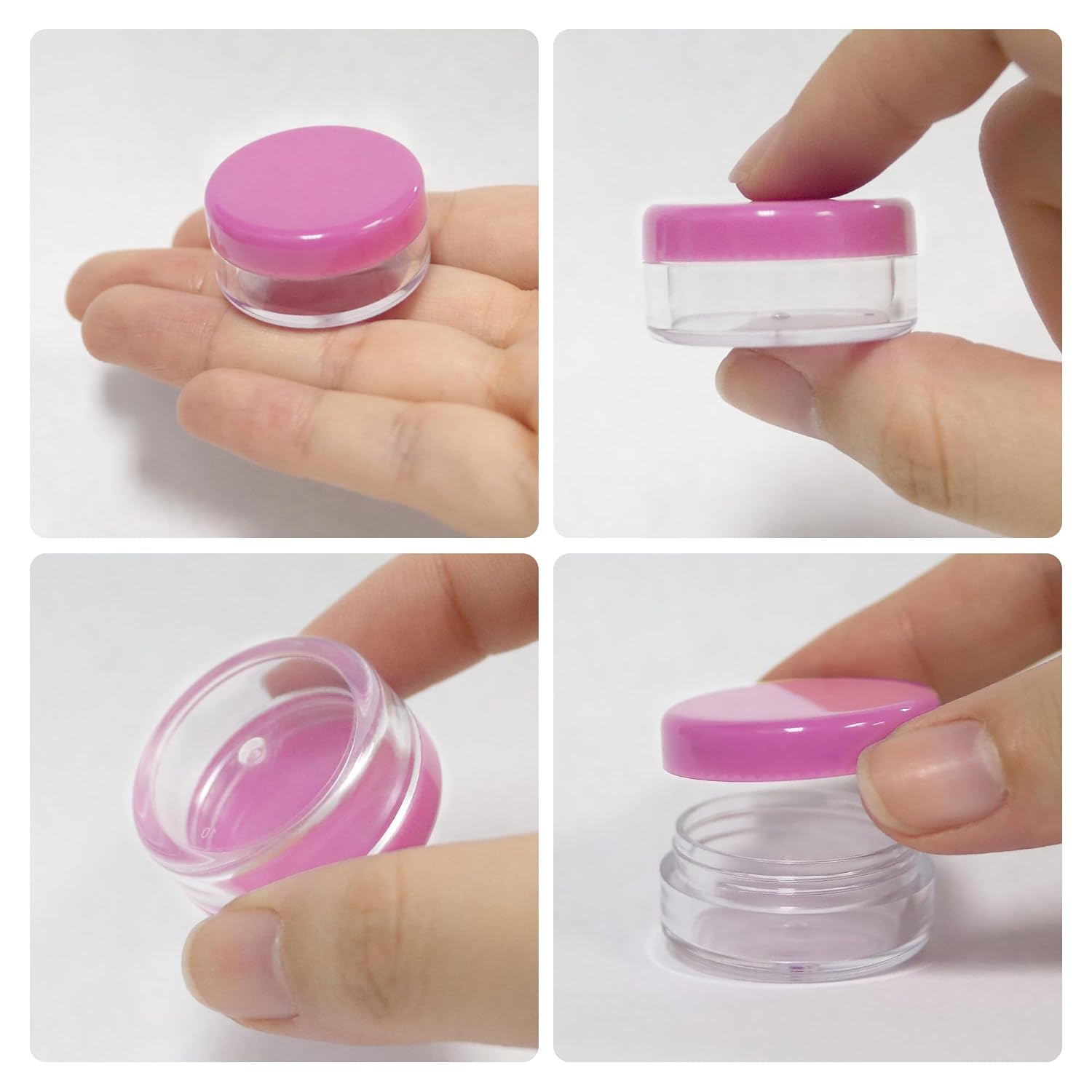 (Quantity: 1000 Pcs) Beauticom 5G/5ML Round Clear Jars with Pink Lids for Small Jewelry, Holding/Mixing Paints, Art Accessories and Other Craft Supplies - BPA Free