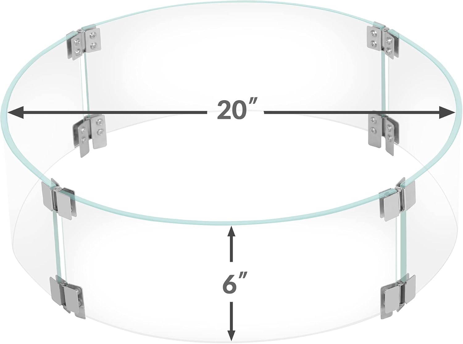 BALI OUTDOORS Round Gas Fire Pit Glass Wind Guard, 20 x 6 inch Clear Tempered Glass Flame Shield, Fire Table Accessory Shield for Outdoor, Garden, Patio, Backyard