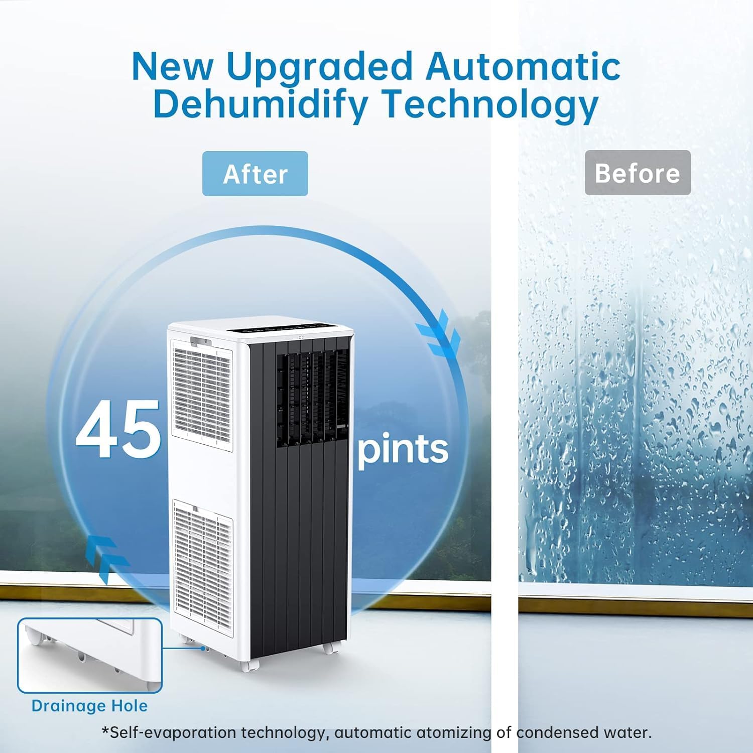 Portable Air Conditioner with Cooling and Dehumidification Capacity, 8000 BTU Portable AC Suitable for 350 Sq.Ft Air Cooler with a Remote Control Function Easy Movement