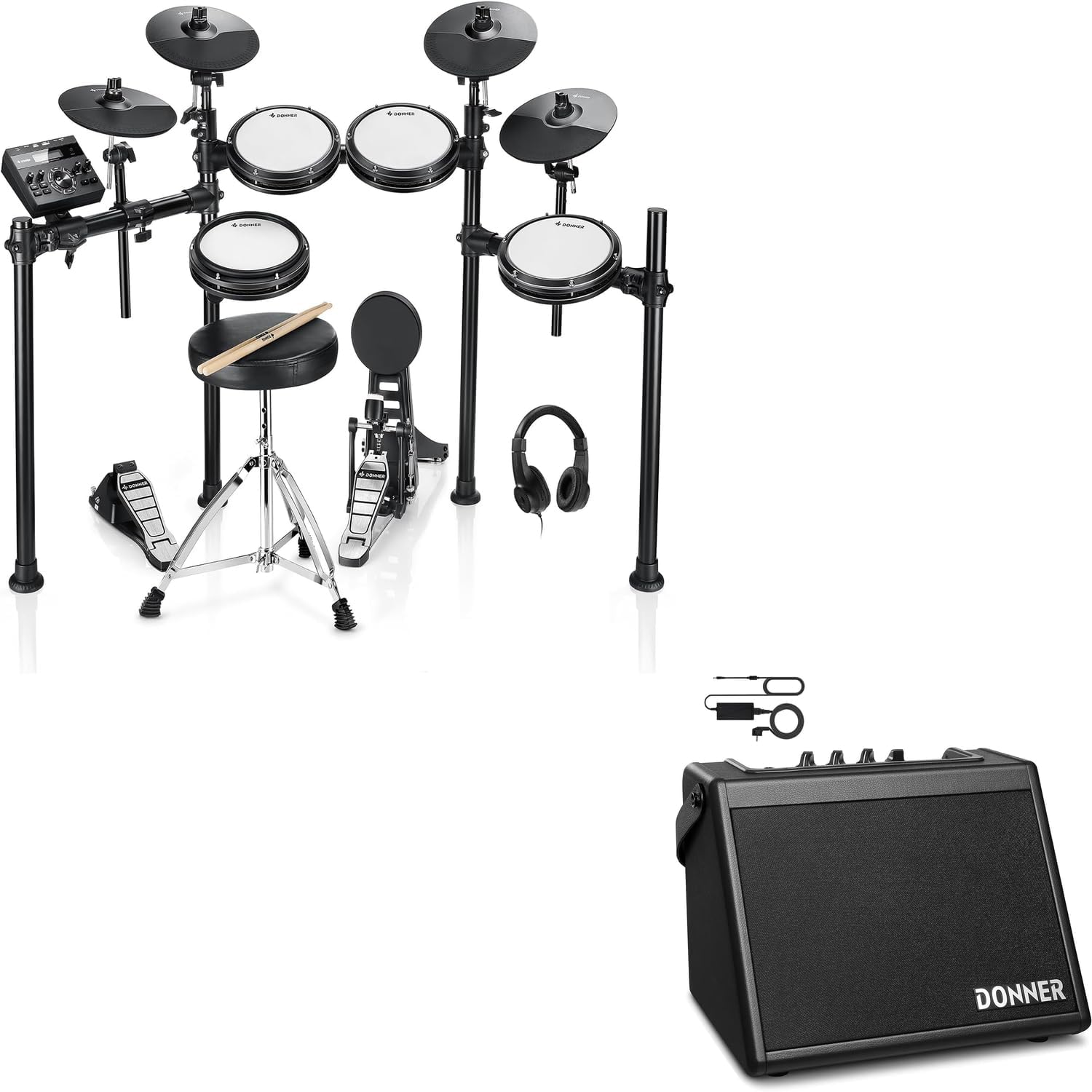 Donner DED-200X 4 Cymbals Electronic Drum Set And Electric Drum AMP 20-Watt