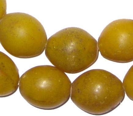 The Bead Chest Yellow Tomato Beads 22x 20mm Ethiopia African Oval Glass 26-28 Inch Strand Handmade