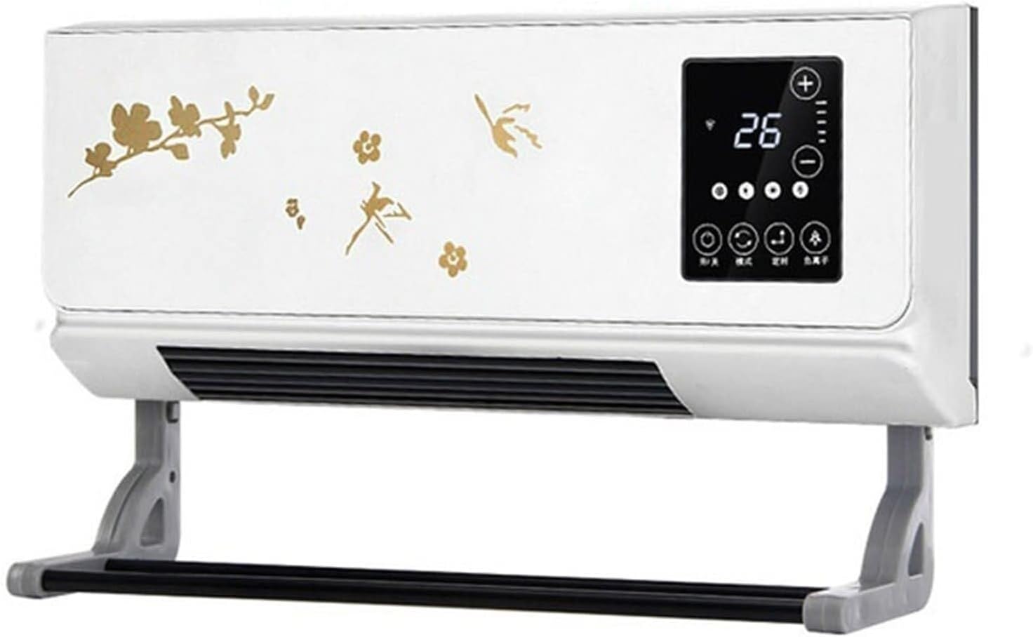 Space Heater 2000W Wall Mounted Air Cooler Conditioner Heater Fan Heating Cooling Room Bathroom Waterproof Remote Timing Air Conditioning Fan Electric Heaters(Grey) (Gold 2000W)