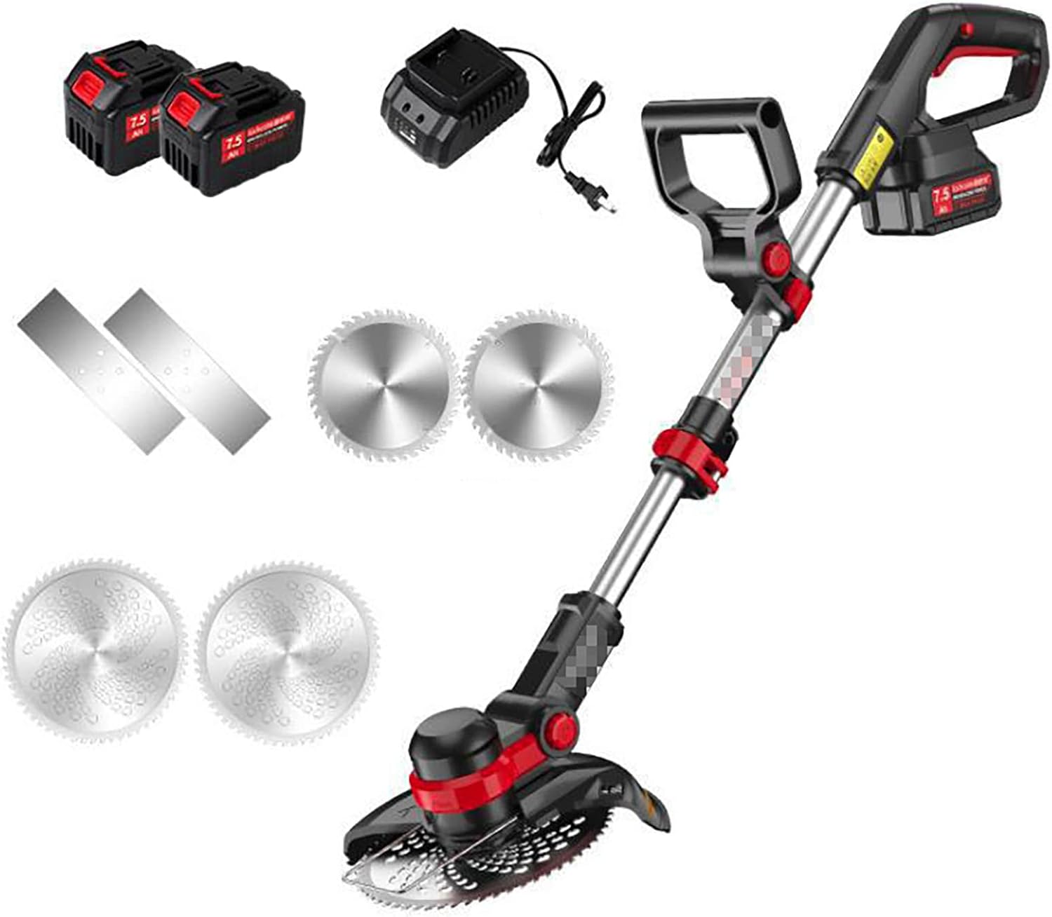 20V Cordless Lawn Mower with Adjustable Telescopic Handle, Rotary Head, and 3 Style Blades - Home Garden Lawn Trimmer