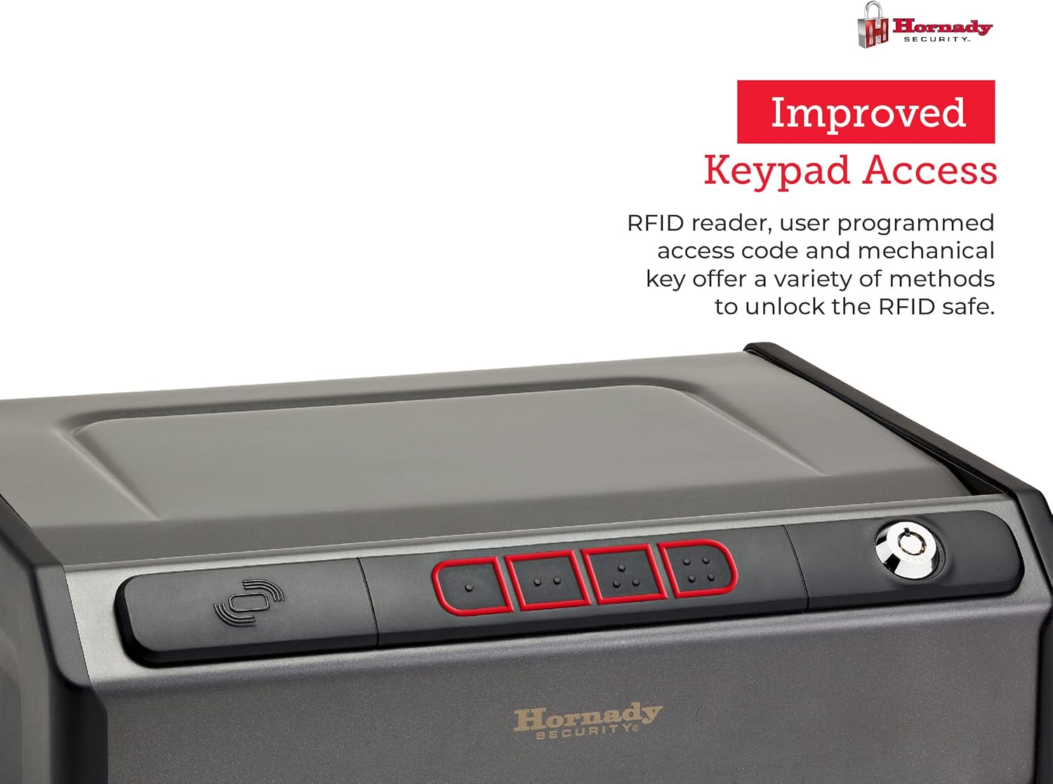 Hornady Rapid Safe Keypad Vault with RFID Touch Free Entry, 97436 - Tamper Proof Gun Safe Perfect for Storing Handguns, Gun Accessories, & Valuables - Three Entry Methods with 2 Included RFID Tags