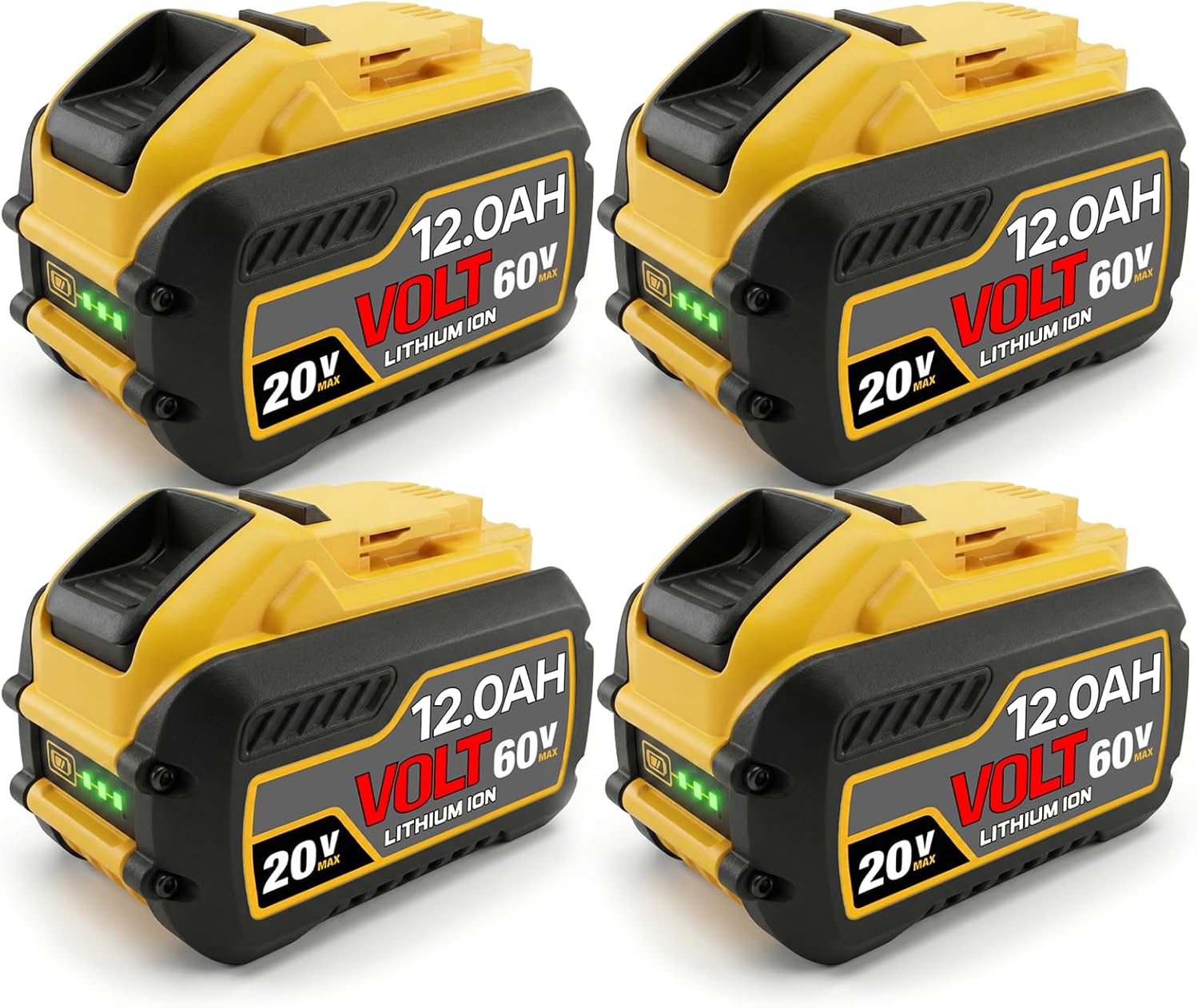 60V Max 12Ah Lithium Ion Battery, Replacement Battery with Universal Interface for Cordless Power Tools, Compatible with DCB612 DCB606 DCB609, Extended Runtime & Overload Protection 4Pack
