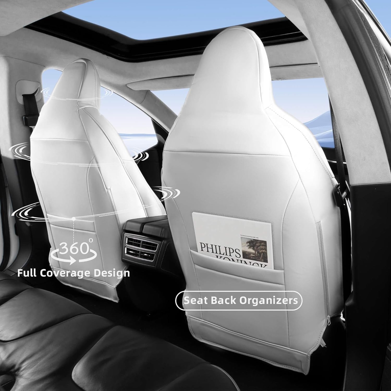 FREESOO Customized Seat Cover for Tesla Model S 2015 2016 5 Seats Performance Dual Motor 75/ 75D/ 70D/70/60/60D/ 85D/ P85D/ 90D/ P90D/ P100D Accessories White