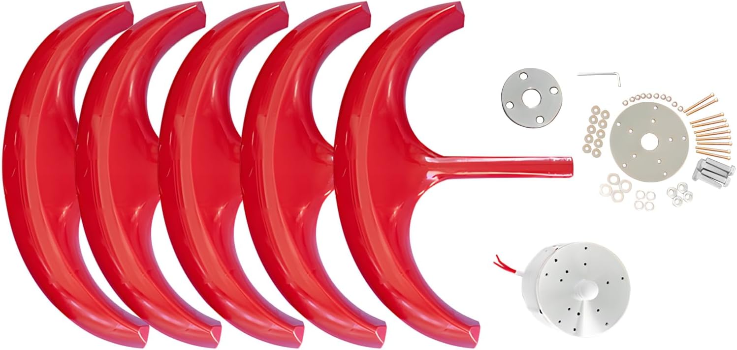 Solar & Wind Power Combo-Ready 1000W Wind Turbine Kit - 12V/24V Permanent Magnet Generator with IP67 Waterproof Design, -40°F to 176°F Extreme Weather Operation​ Red