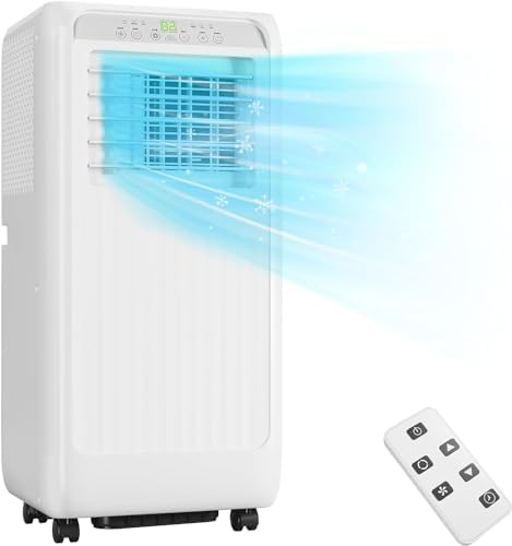8,000 BTU Portable Air Conditioner, Saving Cooling, Easy Installation with Wheels, Room Air Conditioner with Remote Control, Ideal for Home & Office