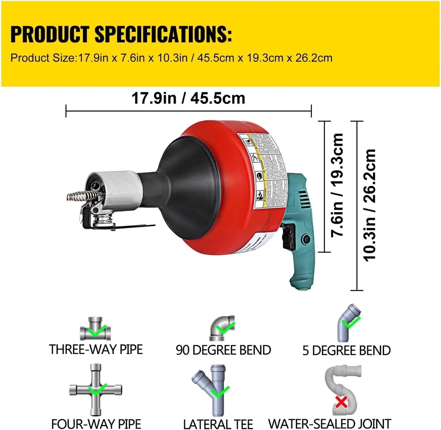 Handheld Electric Drain Cleaner 20-65 Mm Manual Pipe Unblocker Kitchen Sink Toilet Sewer Dred Cleaning Clogs Machine 8M For Beginners DIY Use