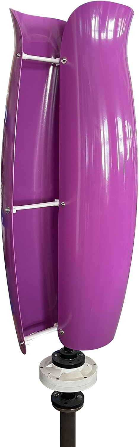 3KW Vertical Axis Wind Turbine Generator Maglev Generator 12V / 24V / 48V Wind Turbine Generator Power Kit with MPPT Controller and 2 Fiberglass Blades for Highway, Home, Boat,Purple,3000W24V