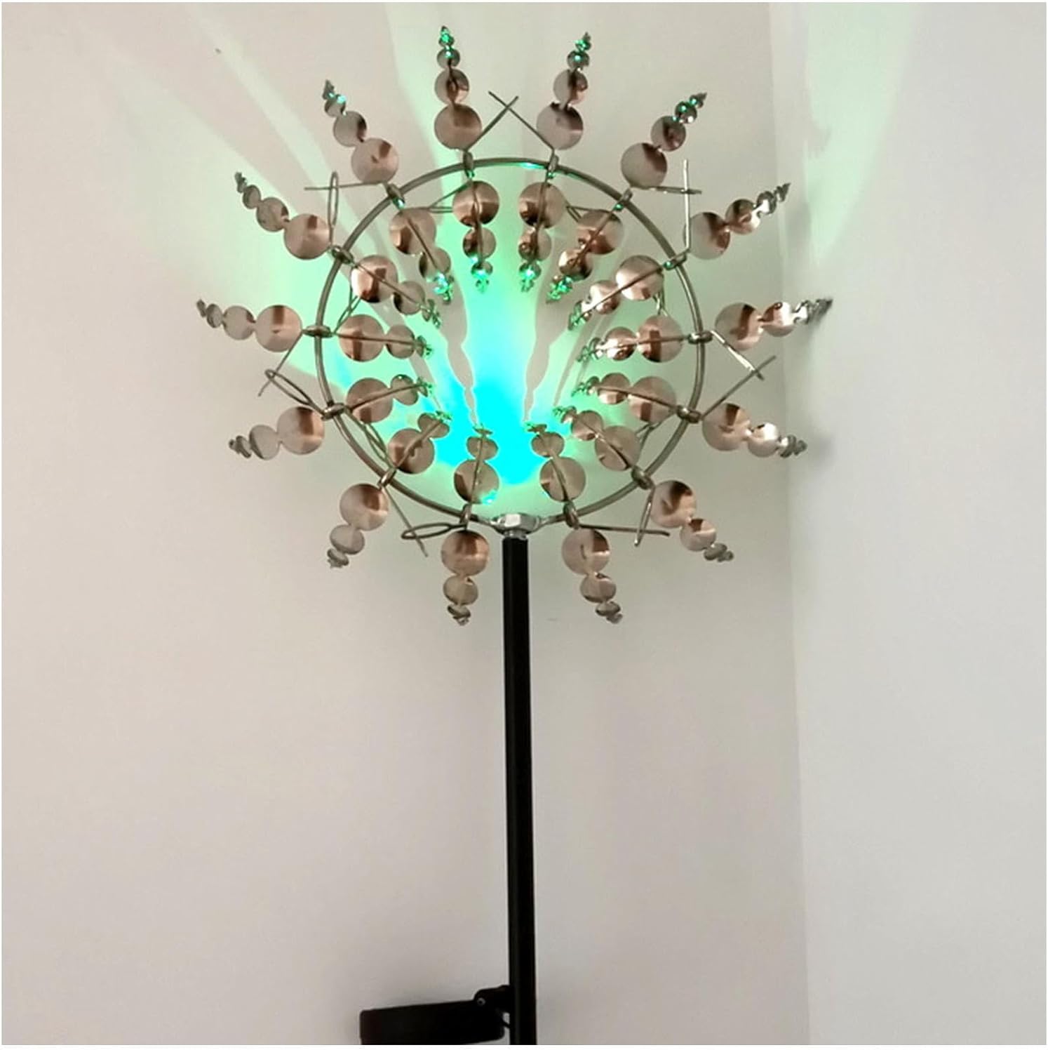 Solar Magic Windmill, Garden Wind Art 3D Wind Powered, 13.4 x 71in Outdoor Windmill,Gold